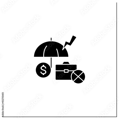 Unemployment insurance glyph icon. Temporary income for eligible workers. Unemployed protection. Replace lost wages. Compensation concept.Filled flat sign. Isolated silhouette vector illustration