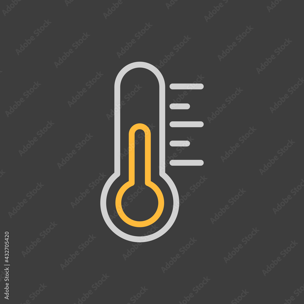 Thermometer heat vector icon on dark background Thermometer heat vector icon on dark background