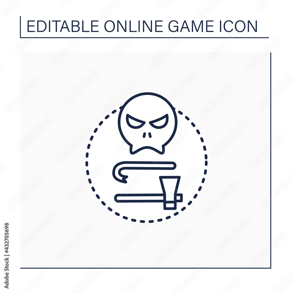 Survival horror games line icon. Hostile, open-world environments. Minimal equipment. Run away from monsters. Online game concept. Isolated vector illustration.Editable stroke Survival horror games line icon. Hostile, open-world environments. Minimal equipment. Run away from monsters. Online game concept. Isolated vector illustration.Editable stroke