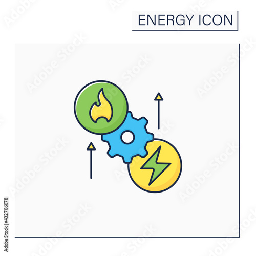 Thermoelectric generator color icon. Seebeck generator. Thermal energy conversion to electrical energy. Electricity concept. Isolated vector illustration
