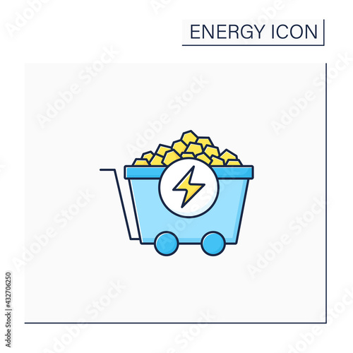 Coal energy color icon. Nonrenewable energy source. Fuel to generate electric power. Electricity concept. Isolated vector illustration