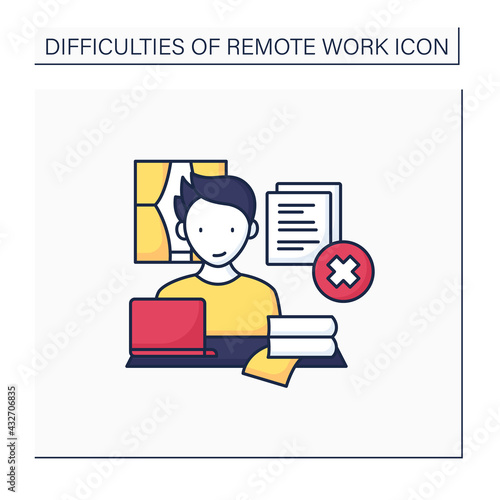 Remote work color icon. Tribal knowledge. Lack of documentation. Organization collective wisdom.Career difficulties concept. Isolated vector illustration