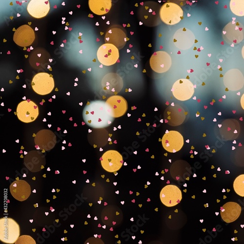 Colorful hearts and circles abstract design pattern