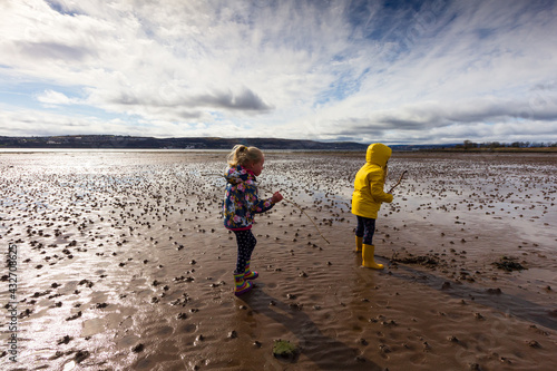 Children playing on a Scottish beach  photo