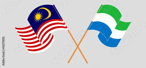 Photography Crossed and waving flags of Malaysia and Sierra Leone