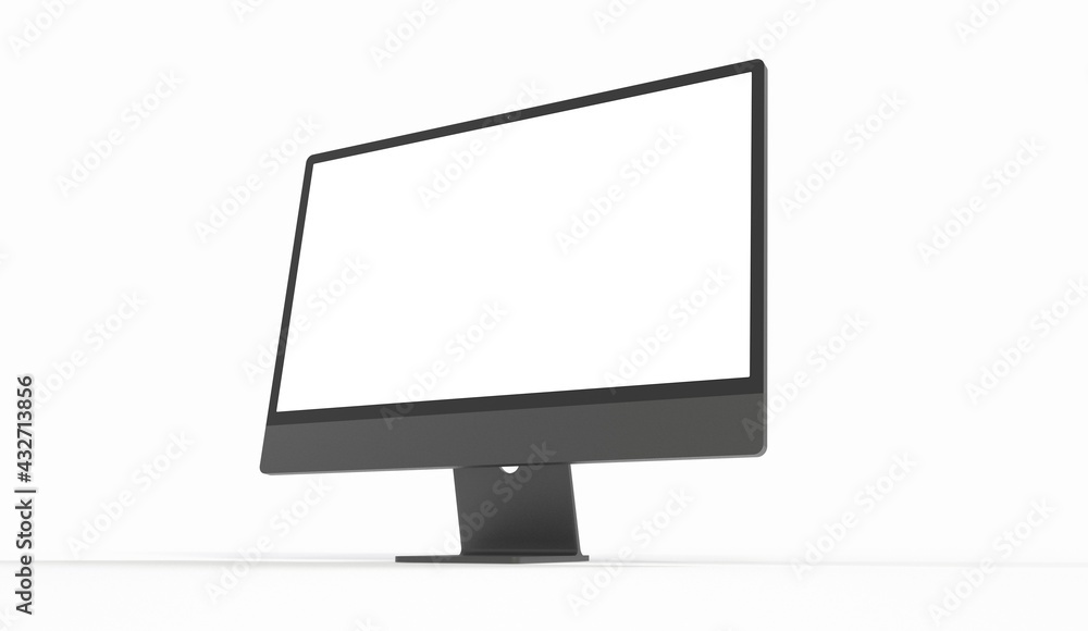 Computer display with blank white screen 3d Computer display with blank white screen 3d