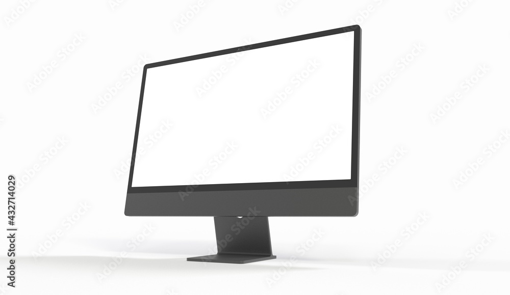 Computer display with blank white screen 3d Computer display with blank white screen 3d