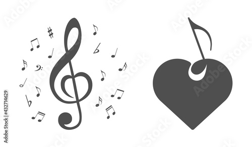 music notes with heart