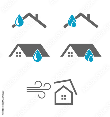 Roof damage leacky rain drop icon