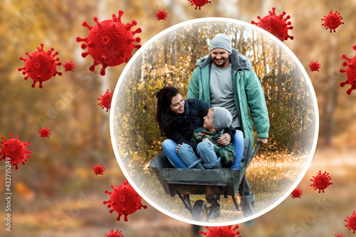 Obraz na płótnie Parents and children are protected from viruses, bacteria and disease