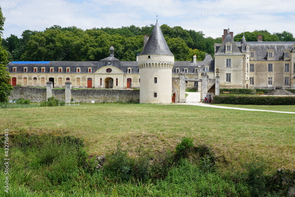 old limestone castle in the park in the Loire valley, France