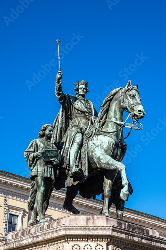 Equestrian statue of Ludwig I of Bavaria at Odeonsplatz, Munich, Germany