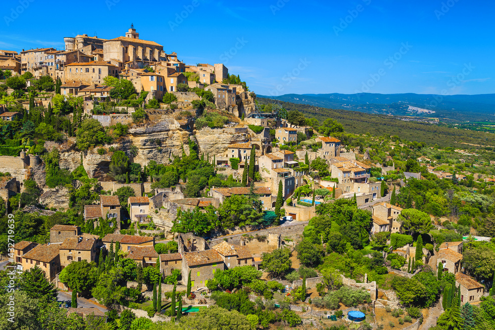 Picturesque old mediterranean village with rustic houses, Gordes, Provence, France