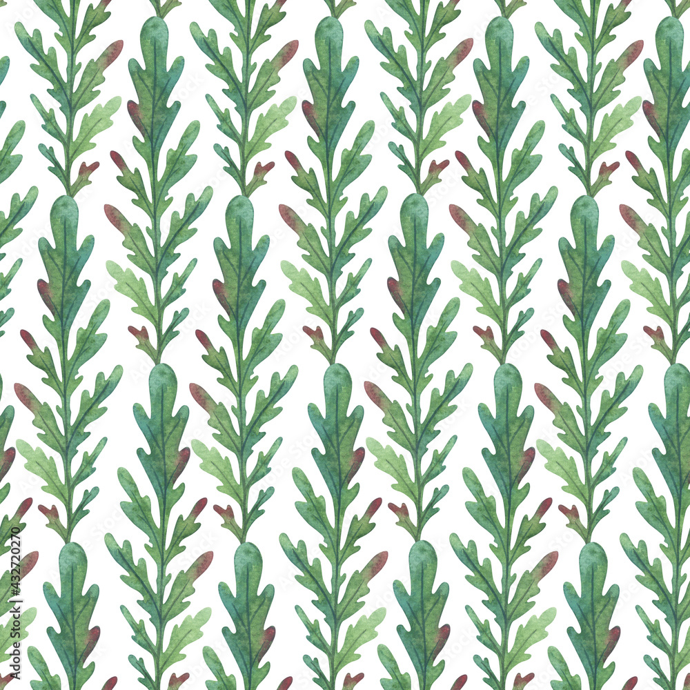 Obraz premium Watercolor carved red-green leaf.