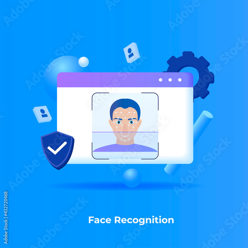 Face recognition illustration concept. Illustration for websites, landing pages, mobile applications, posters and banners.