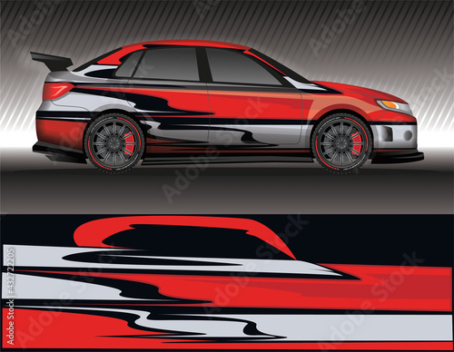 Car livery wrap decal  rally race style vector illustration abstract background