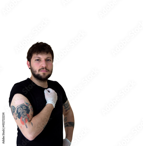 Muscular man with vaccine, covid vaccine 