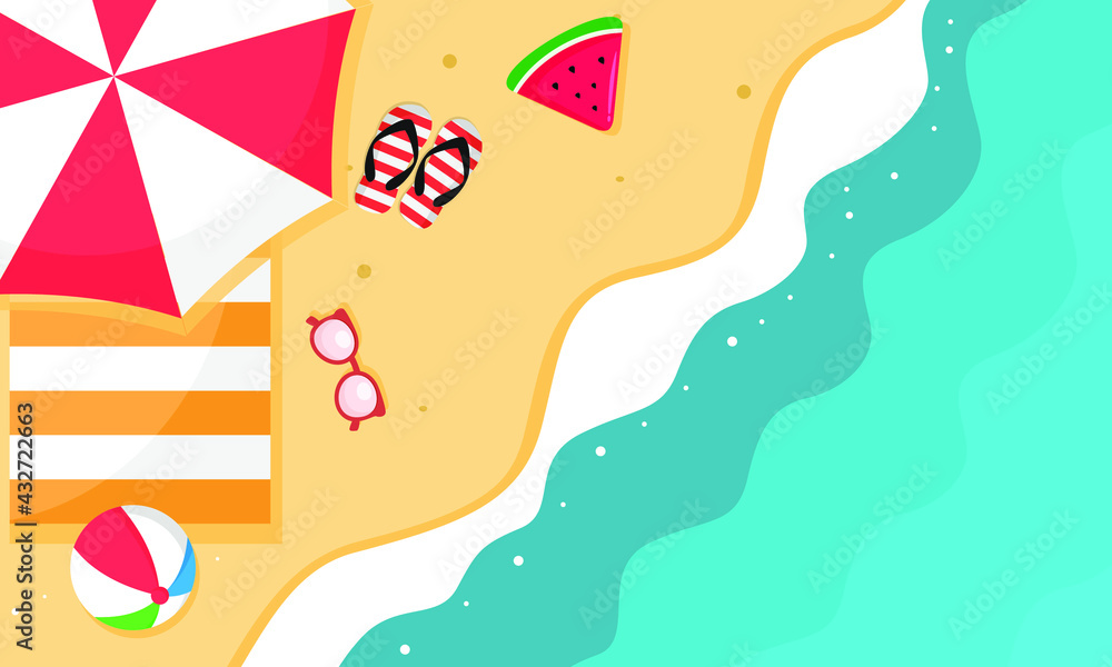 Top view summer beach background Top view summer beach background