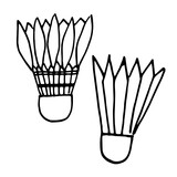 Vector set black and white badminton shuttlecocks with feathers
