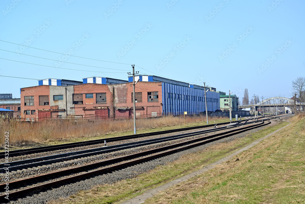 Railway tracks and production shops of Kaliningrad Carriage Works