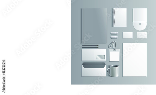 Corporate identity template. White mock-up. Vector company style for brand book and guideline. EPS 10