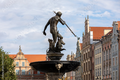  Neptune Fountain at Long Market Street in Gdansk. Poland