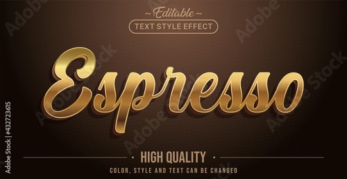 Editable text style effect - Espresso text style theme.