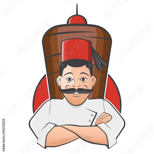 funny cartoon doner logo illustration