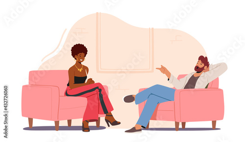 Famous Actor, Successful Businessman or Politician Giving Interview and Sharing Opinion with Tv Host Asking Celebrity