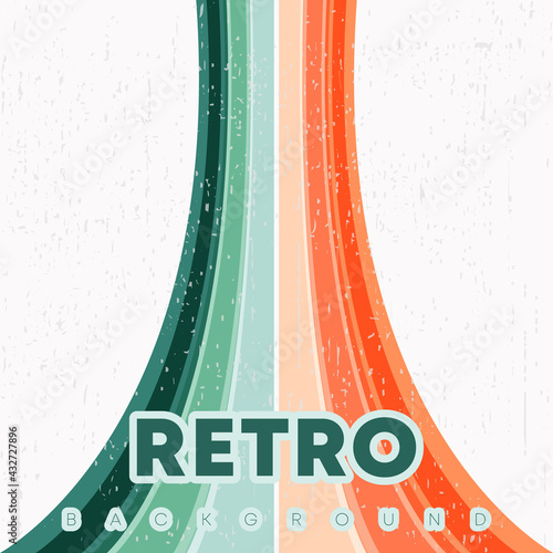 Retro design background with vintage grunge texture and colored lines. Vector illustration