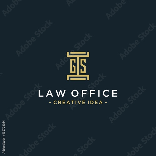 GS initial logo monogram design for legal, lawyer, attorney and law firm vector