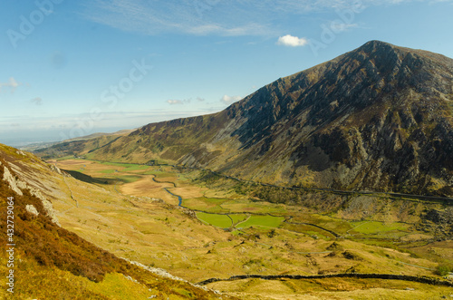View of a valley from the top of the mountain Pen Yr Ole Wen in Wales - UK - Nant Ffrancon