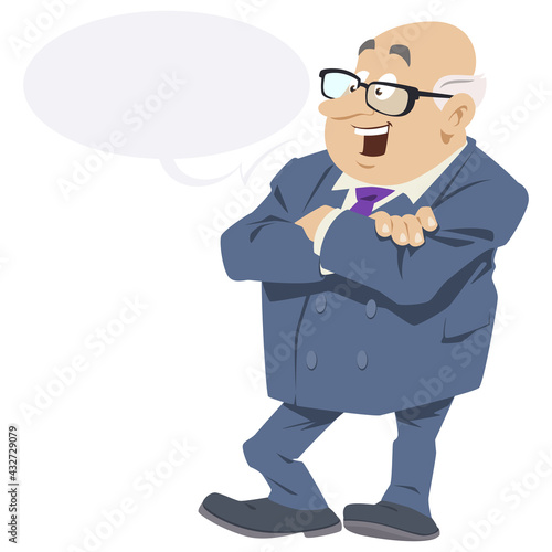 Joyful man. Happy businessman with glasses. Illustration for internet and mobile website.