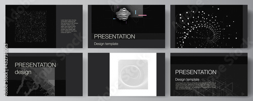 Vector layout of the presentation slides design business templates, template for presentation brochure, brochure cover, report. Abstract technology black color science background. High tech concept.