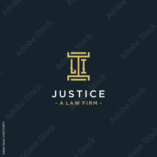 LI initial logo monogram design for legal, lawyer, attorney and law firm vector
