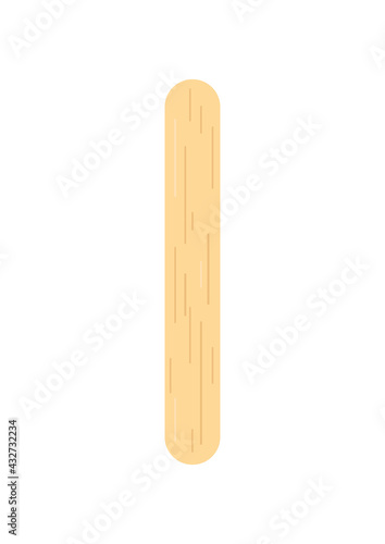 Popsicle stick for ice cream or medical tongue depressor icon isolated on white. Stick for medical throat examination, holding ice cream and lollipop. Flat cartoon vector spoon clip art illustration