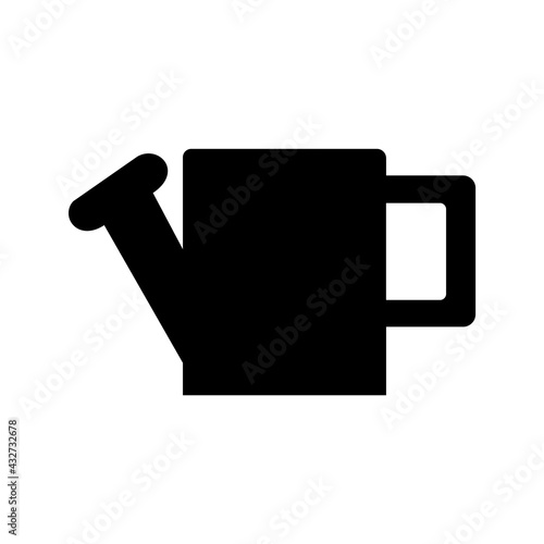 black silhouette of a large rectangular watering can for watering, on a white background