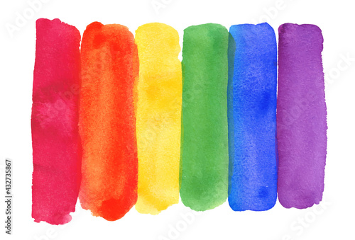 Watercolor Hand Painted Colorful Rainbow Set. Vector Pride Flag Isolated