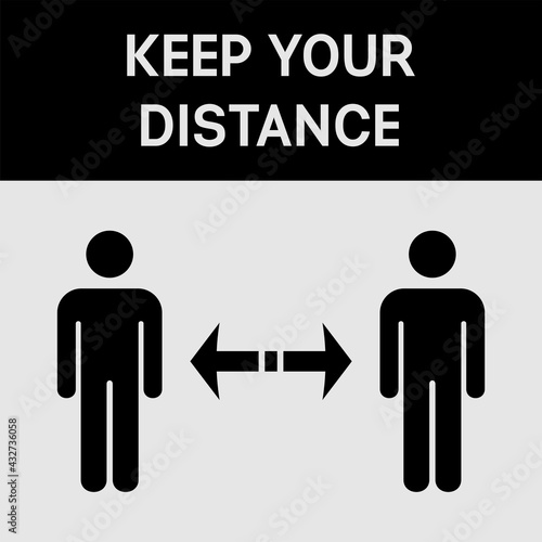Keep your distance warning icon social distancing vector illustration Preventing covid-19 coronavirus.