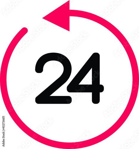 24 h repeat  red and black icon