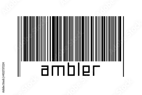 Barcode on white background with inscription ambler below