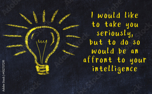 Photography Black chalkboard with a bulb sketch and smart quote