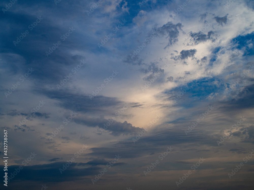 Sky with clouds after thunderstorm