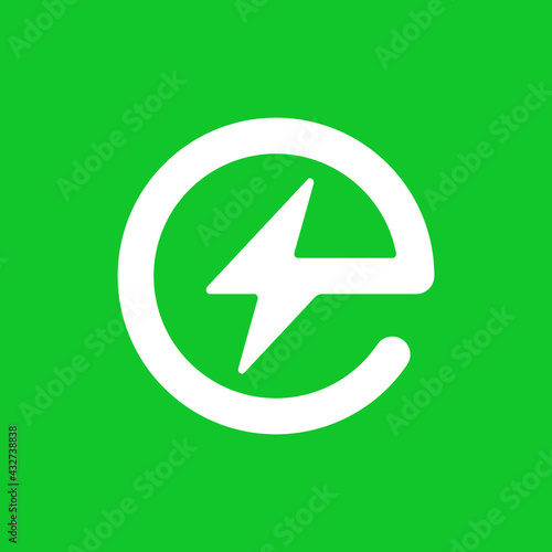 E Charge Logo. Vector Symbol or Icon of Letter E with Charging Bolt for Electric Vehicle Charging Industry