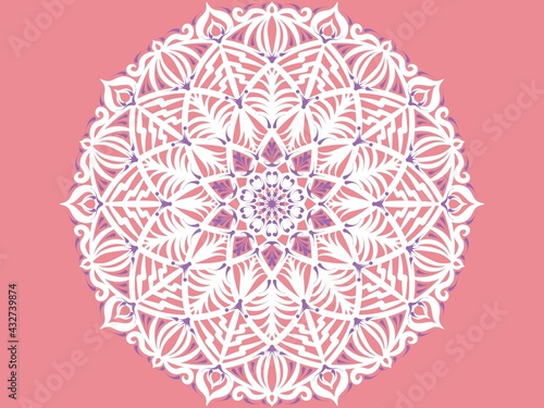 Mandala ornament creative work. Mandala decoration ornament, isolated design element background. Tribal ethnic fashion motif for paper, textile, cloth fabric print. Digital art illustration