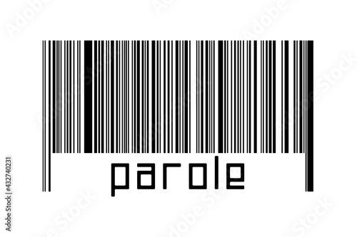 Barcode on white background with inscription parole below