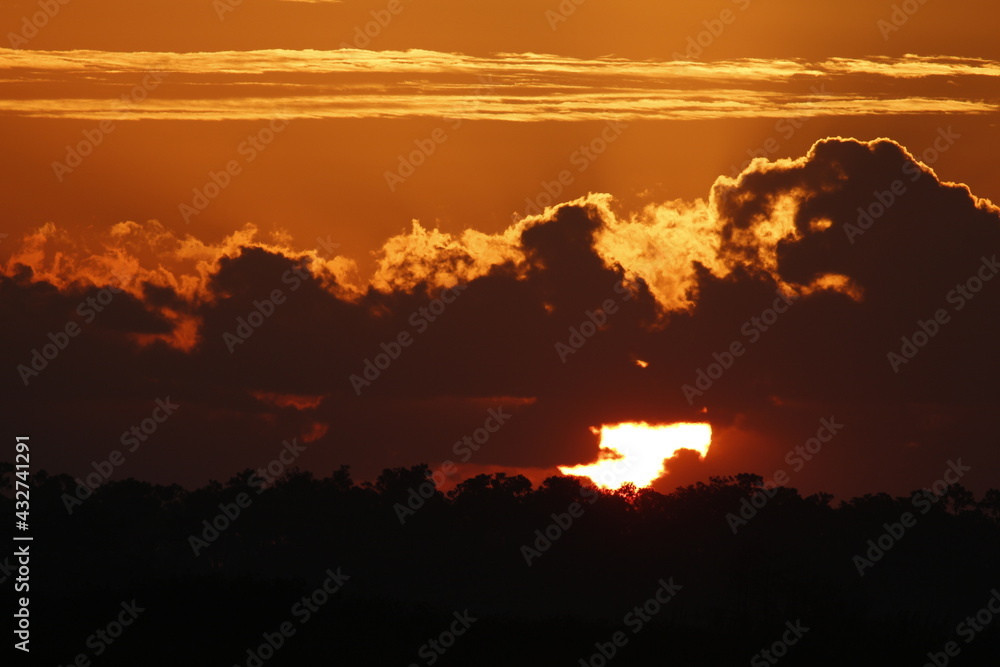 A dramatic sunrise over Everglades National Park, Florida