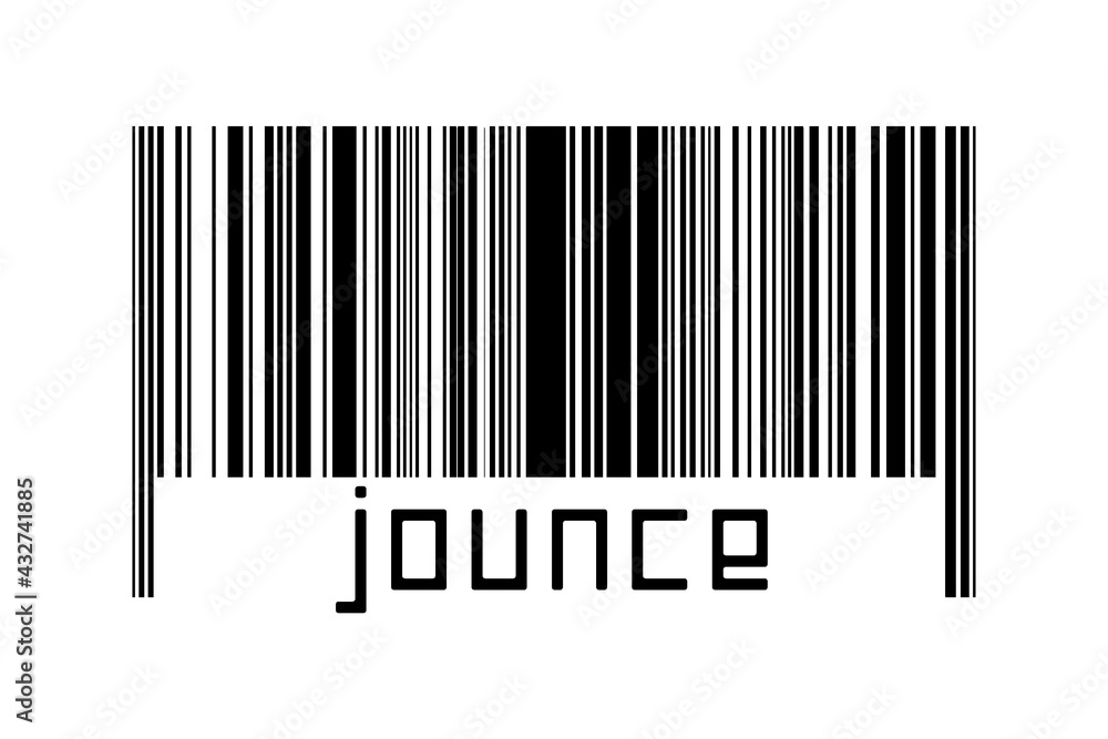 Barcode on white background with inscription jounce below - obrazy, fototapety, plakaty 