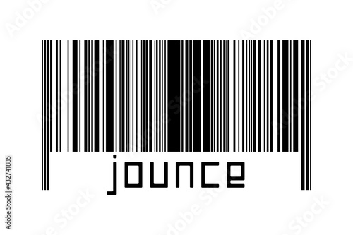 Barcode on white background with inscription jounce below