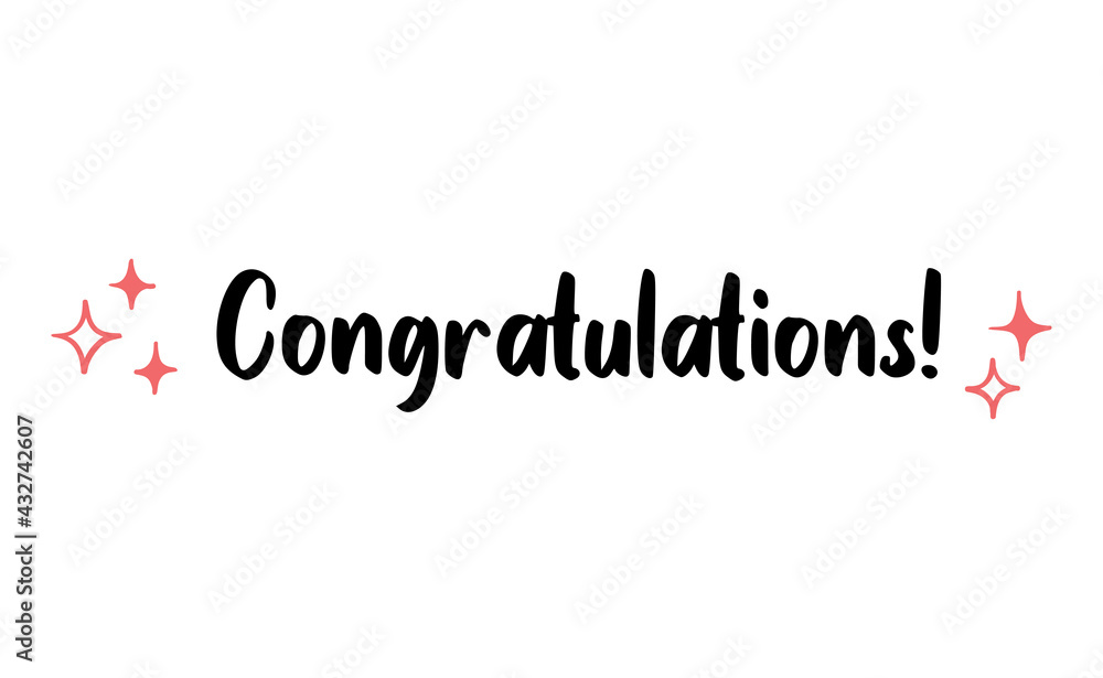 Congratulations lettering,. Calligraphic style typo design.